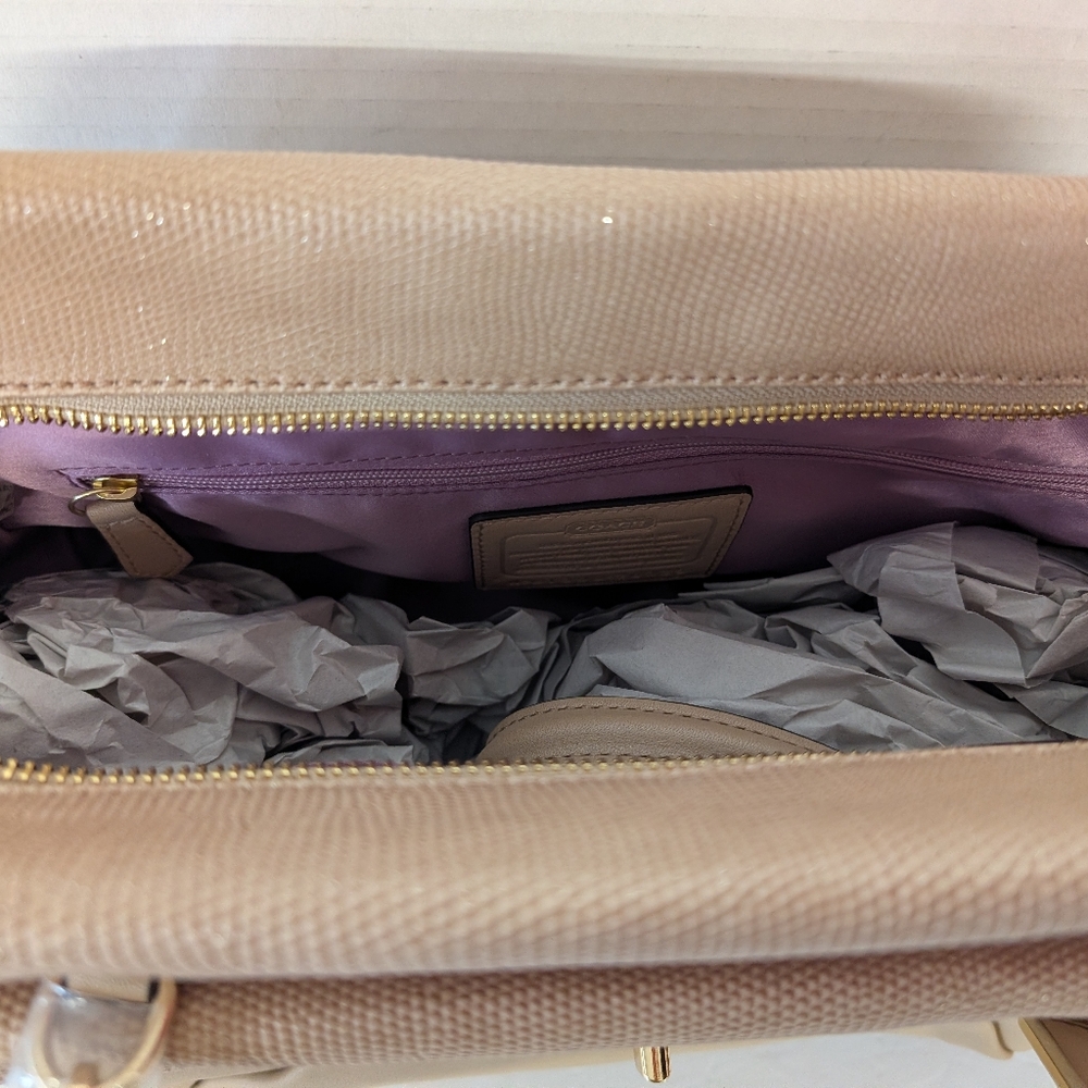 Coach Beige Madison Scatchel Gold Sparkles Leather NWT - Picture 8 of 9